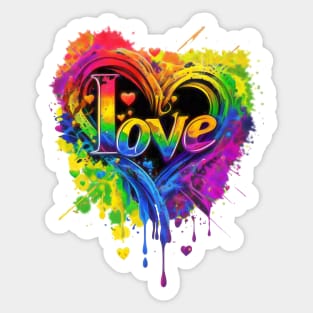 Colorful Love Heart Shirt Designe #2 Sticker